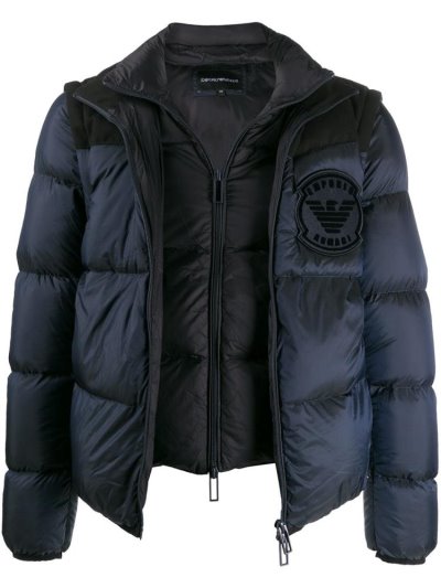 μπουφαν Armani Emporio Layered Down Jackets ανδρικα μπλε | GR66590