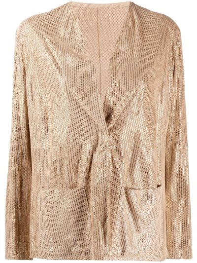 μπουφαν Armani Emporio Metallic Striped Collarless γυναικεια Μπεζ χρυσο χρωμα | GR74406