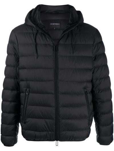 μπουφαν Armani Emporio Padded Κουκουλοφόρος ανδρικα μαυρα | GR89480