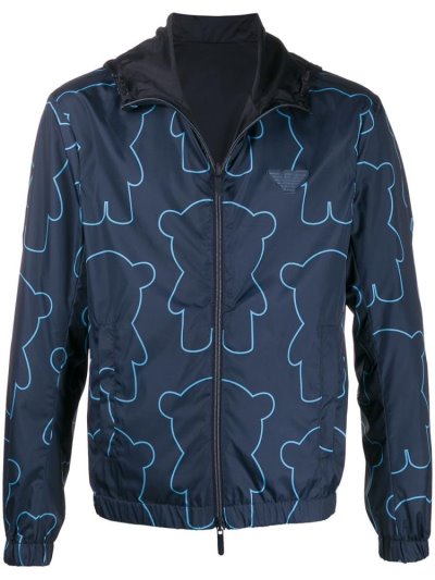 μπουφαν Armani Emporio Reversible Bear Print ανδρικα μπλε | GR52928