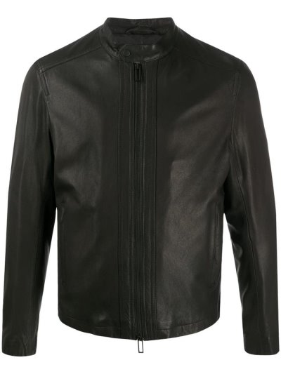 μπουφαν Armani Emporio Slim Fit δερματινα ανδρικα μαυρα | GR78128