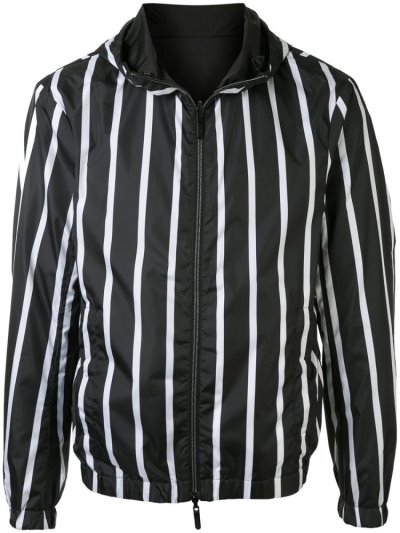 μπουφαν Armani Emporio Striped Κουκουλοφόρος ανδρικα μαυρα ασπρα | GR17111