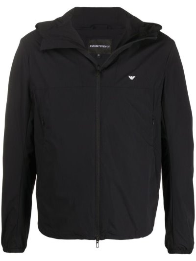 μπουφαν Armani Emporio Zipped Logo ανδρικα μαυρα | GR80372