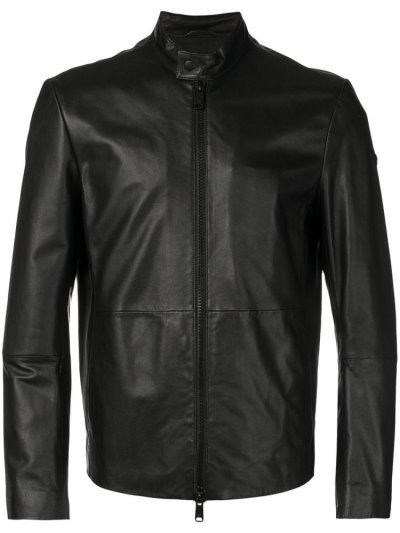 μπουφαν Armani Emporio Zipped δερματινα ανδρικα μαυρα | GR80813