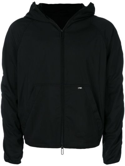 μπουφαν Armani Emporio Κουκουλοφόρος Cropped ανδρικα μαυρα | GR58872