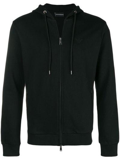 μπουφαν Armani Emporio Κουκουλοφόρος Zipped ανδρικα μαυρα | GR77001