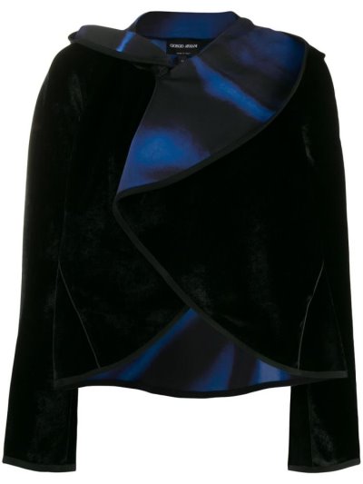 μπουφαν Giorgio Armani Draped Collar Velvet γυναικεια μαυρα | GR46746