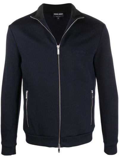 μπουφαν Giorgio Armani High Neck Zip Through ανδρικα μπλε | GR74793