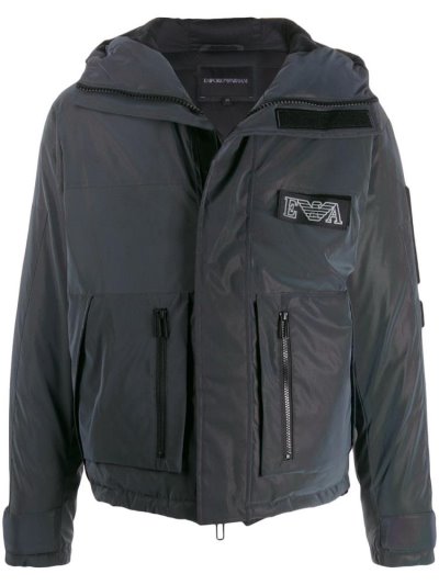μπουφαν Giorgio Armani Logo Patch Padded Jacket ανδρικα γκρι | GR83133