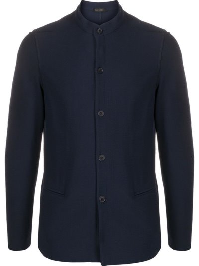 μπουφαν Giorgio Armani Mandarin Collar Buttoned ανδρικα μπλε | GR25469