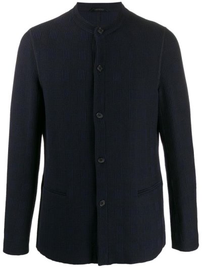 μπουφαν Giorgio Armani Round Neck Textured ανδρικα μπλε | GR77266