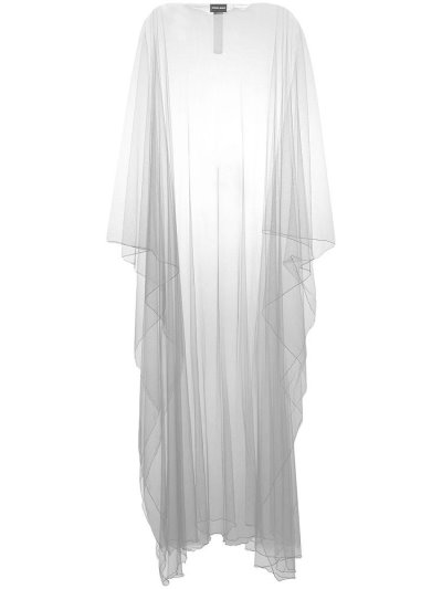 μπουφαν Giorgio Armani Sheer Long Cape γυναικεια γκρι | GR53041