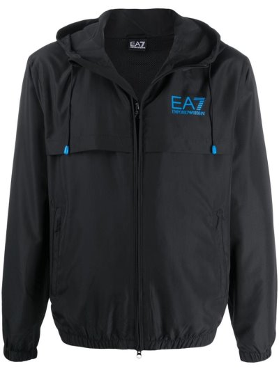 παλτό Ea7 Emporio Armani Layered στυλ Printed Logo Windbreaker ανδρικα μαυρα | GR03575