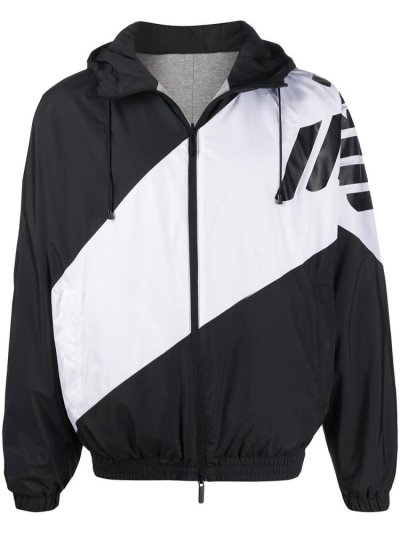 παλτό Armani Emporio Colour Block Logo Print Windbreaker ανδρικα μαυρα ασπρα | GR01896