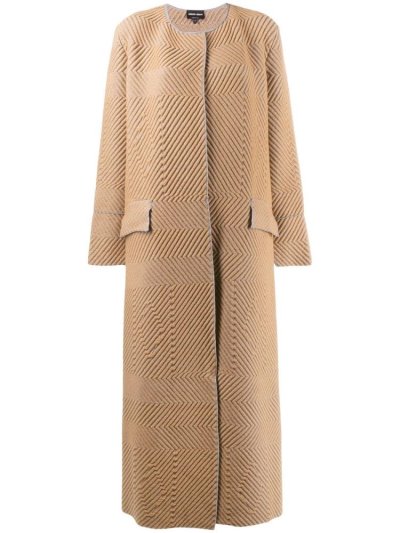 παλτό Giorgio Armani Chevron Midi γυναικεια Μπεζ γκρι | GR13619