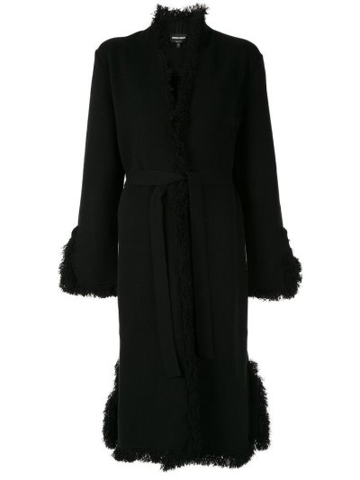 παλτό Giorgio Armani Fringe Trimmed γυναικεια μαυρα | GR67216