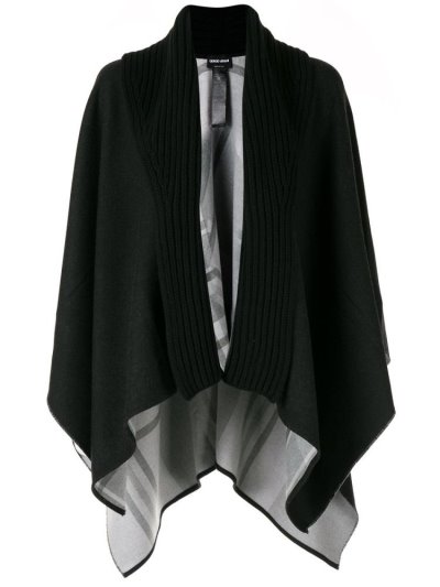 παλτό Giorgio Armani Oversized Ribbed Collar Poncho γυναικεια μαυρα | GR71349