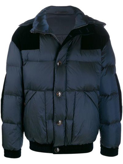 παλτό Giorgio Armani Velvet Panel Puffer Coat ανδρικα μπλε | GR68939