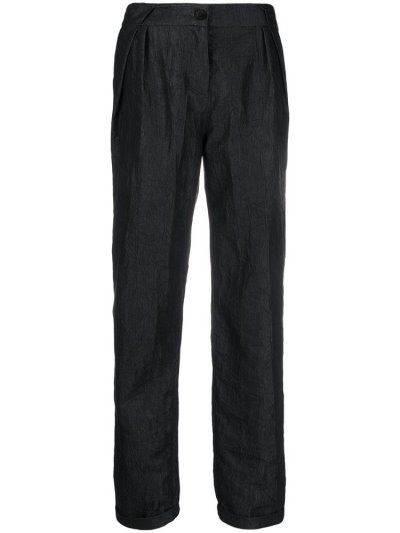παντελονι Armani Emporio High Waisted Crinkled γυναικεια μπλε | GR43631