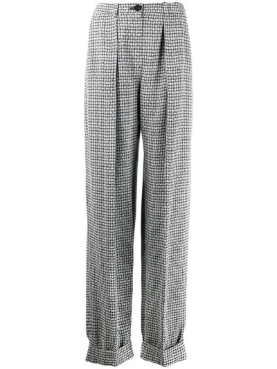 παντελονι Armani Emporio Micro Check Loose Fit γυναικεια μαυρα ασπρα | GR63775