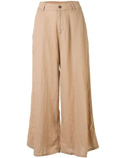 παντελονι Armani Emporio φαρδια Leg High Waisted γυναικεια καφε | GR88407