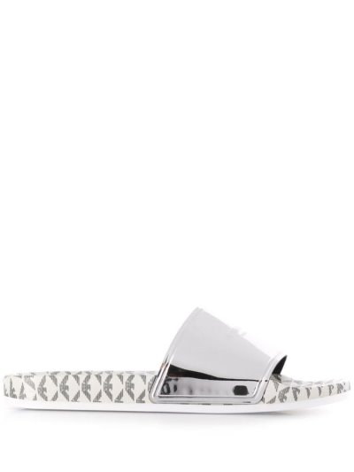 παντοφλεσ Armani Emporio Logo Print φλατ γυναικεια ασημι | GR16286