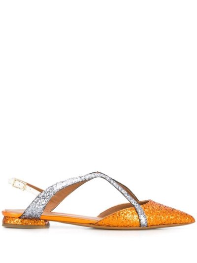 παπουτσια Armani Emporio Glitter λουρακια Ballerina γυναικεια πορτοκαλι ασημι | GR88813