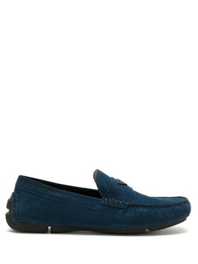 παπουτσια Armani Emporio Logo Plaque Βάρκας Shoes ανδρικα μπλε | GR59356
