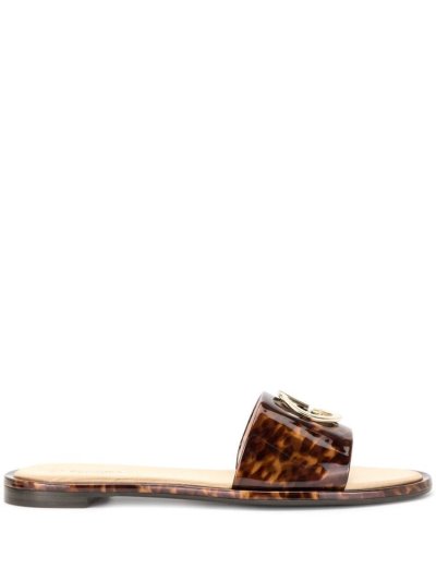 παπουτσια Giorgio Armani Logo Plaque φλατ Mules γυναικεια καφε | GR88944