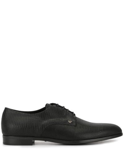 παπουτσια derby Armani Emporio Lizard Effect ανδρικα μαυρα | GR93762