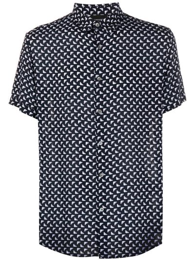 πουκαμισα Armani Emporio All Over Print ανδρικα μπλε | GR26688