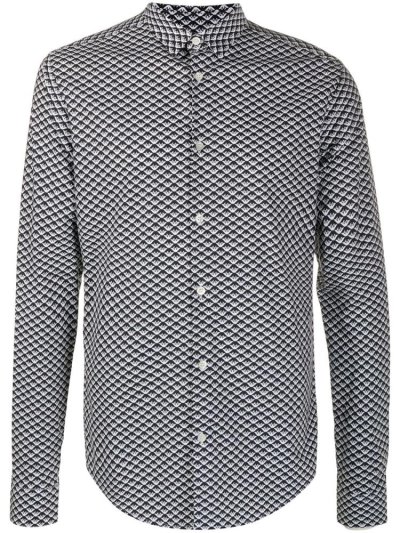 πουκαμισα Armani Emporio All Over Op Art ανδρικα μαυρα ασπρα | GR72272
