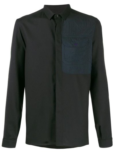 πουκαμισα Armani Emporio Chest Panel Logo ανδρικα μαυρα | GR63072