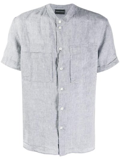 πουκαμισα Armani Emporio Chest Pockets ανδρικα γκρι | GR38250