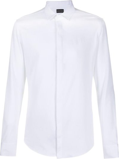 πουκαμισα Armani Emporio Concealed στερεωση ανδρικα ασπρα | GR31483