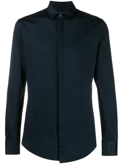 πουκαμισα Armani Emporio Concealed στερεωση ανδρικα μπλε | GR40811