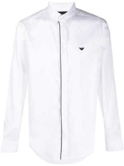πουκαμισα Armani Emporio Embroidered Logo ανδρικα ασπρα | GR41630
