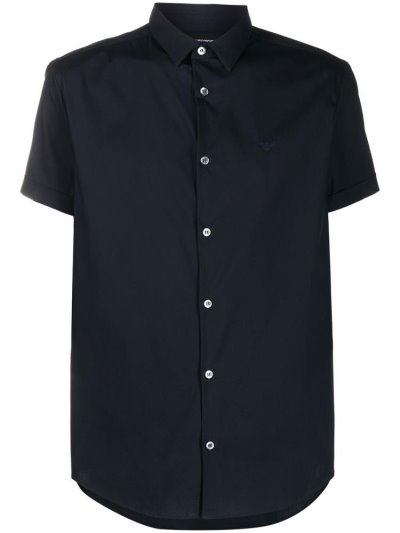 πουκαμισα Armani Emporio Embroidered Logo ανδρικα μπλε | GR77438