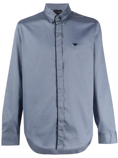 πουκαμισα Armani Emporio Embroidered Logo ανδρικα μπλε | GR83382