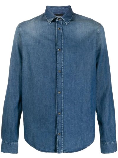 πουκαμισα Armani Emporio Faded Denim ανδρικα μπλε | GR19158