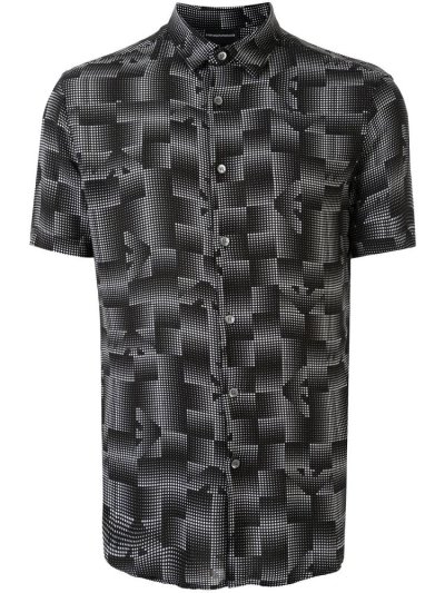 πουκαμισα Armani Emporio Graphic Print ανδρικα μαυρα ασπρα | GR72577