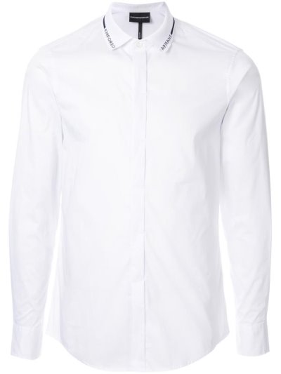 πουκαμισα Armani Emporio Logo Collar ανδρικα ασπρα | GR84119
