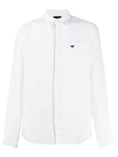 πουκαμισα Armani Emporio Long Sleeve Linen ανδρικα ασπρα | GR08056