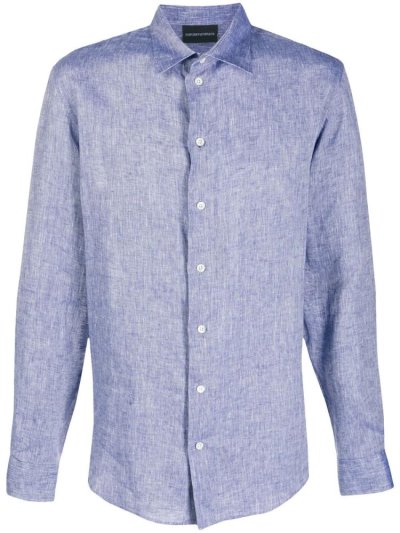 πουκαμισα Armani Emporio Long Sleeve ανδρικα μπλε | GR08411