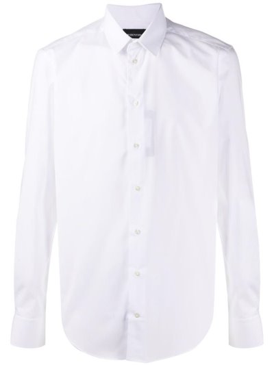 πουκαμισα Armani Emporio Long Sleeve Fitted ανδρικα ασπρα | GR11726
