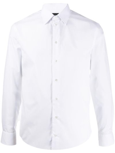 πουκαμισα Armani Emporio Long Sleeve βαμβακερα ανδρικα ασπρα | GR20308