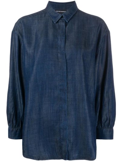 πουκαμισα Armani Emporio Long Sleeve Denim γυναικεια μπλε | GR63083
