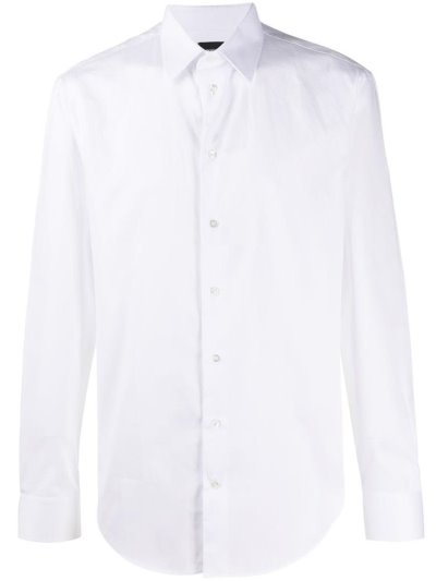 πουκαμισα Armani Emporio Long Sleeve Fitted ανδρικα ασπρα | GR77073