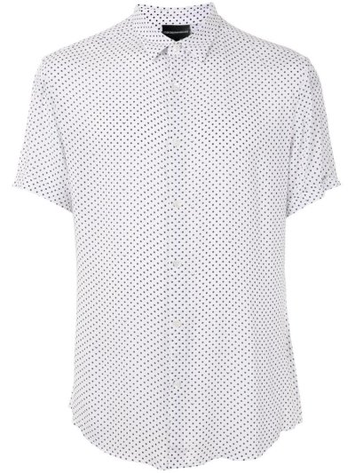 πουκαμισα Armani Emporio Polka Dot ανδρικα ασπρα | GR57602
