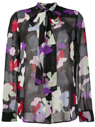 πουκαμισα Armani Emporio Pussy Bow Printed γυναικεια μαυρα | GR89627